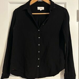 Xirena Women XS Scout Shirt Black Gauze Lightweight Button Up Shirt Casual